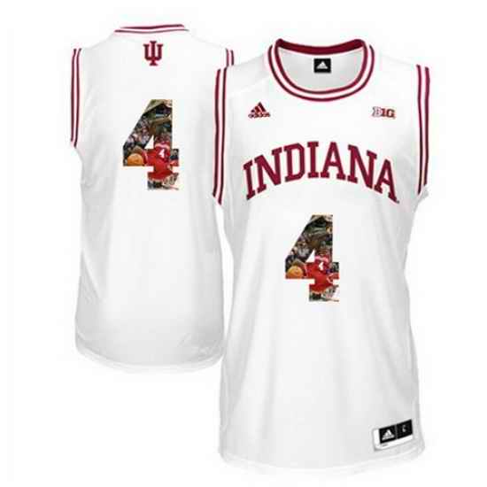 Indiana Hoosiers 4 Victor Oladipo White With Portrait Print College Basketball Jersey
